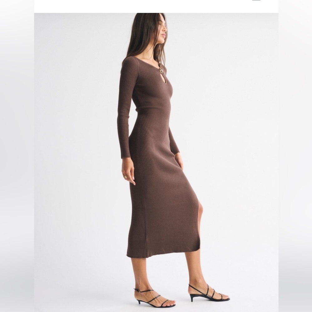 Abercrombie & Fitch Hardware Keyhole Maxi Sweater Dress M Brown, No sign of wear - Picture 4 of 11